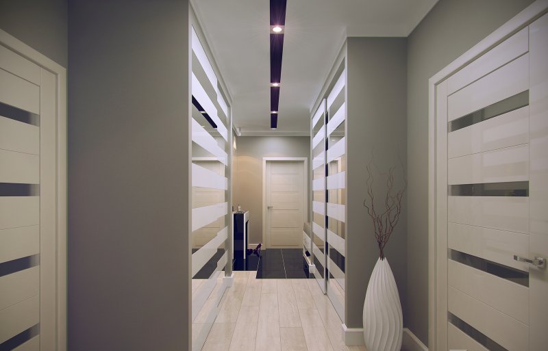 Узкий длинный коридор в квартире дизайн фото в